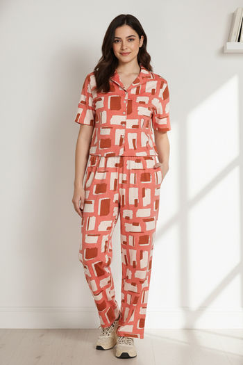 Buy Zivame 2 Mile Fashion Knit Cotton Loungewear Set - Burnt Sienna